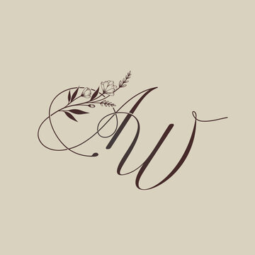 Elegant AW Monogram with Floral Embellishment.