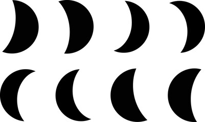 Lunar phases illustration waxing and waning crescent moons © RumanaAkther