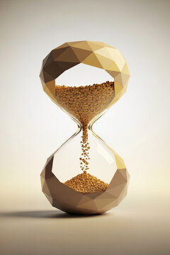 Geometric Hourglass with Flowing Golden Sand &ndash; Time, Balance and Abstract Concept
