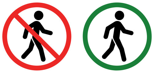 pedestrian walk no walk icon set vector © Vectorixpro