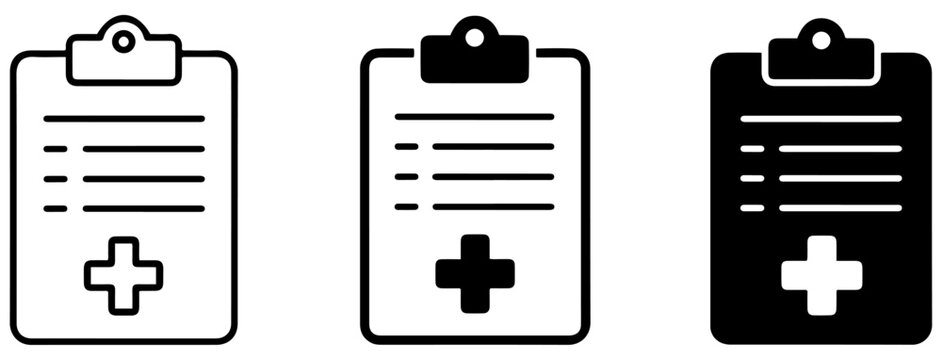 medical report icon set patient record symbols