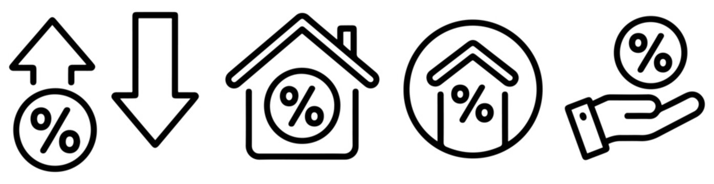 mortgage rate icon set high low interest