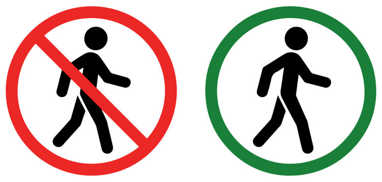 pedestrian walk no walk icon set vector