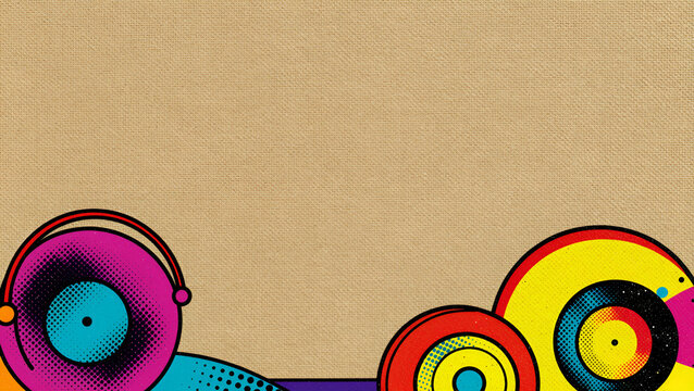 Retro Pop Dreamtime canvas fabric texture background featuring bold outlines and graphic textures.
