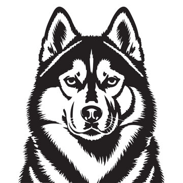 siberian husky dog head in black and white vector illustration high quality professional detailed modern elegant stylish clean crisp vibrant colorful
