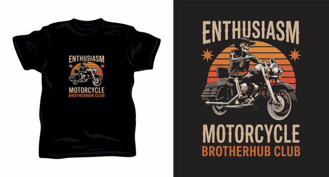 Enthusiasm motorcycle brotherhub with skeleton rider on custom chopper bike graphic.