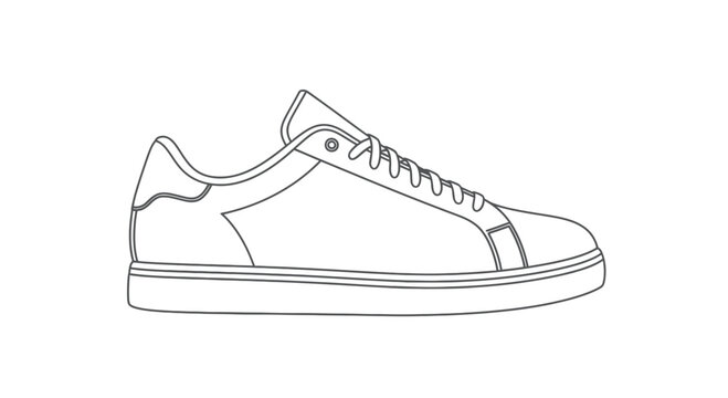 Minimalist Line Art Vector Illustration of a Casual Sneaker Shoe Outline
