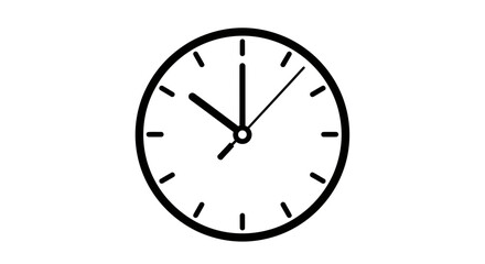Fototapeta premium Minimalist Analog Clock Face Icon, Black and White Vector Illustration of Time Concept