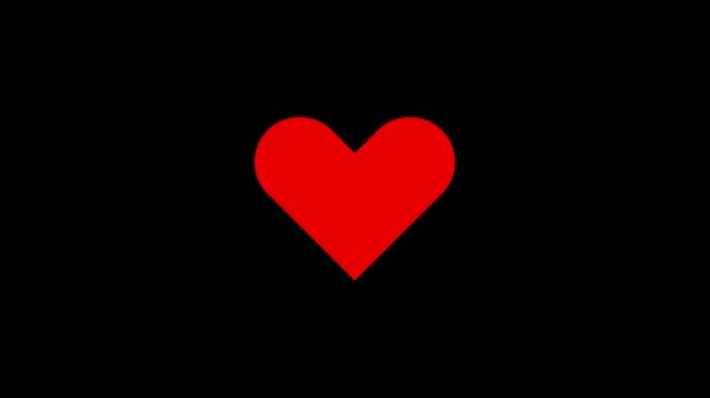 Red Heart Pulsing Beat Animation on Transparent Background, Seamless Loop, 4K