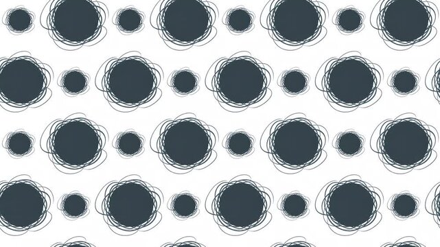 Creative chaos animated pattern; messy scribble circles for brainstorming, confusion, or mental health.