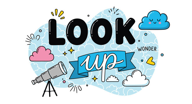 Astronomy, Stargazing, Clouds, Vector Illustration, Educational, Kids, Science