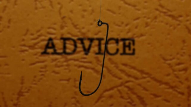 Fishing Hook Targeting &ldquo;Advice&rdquo; Concept on Textured Background