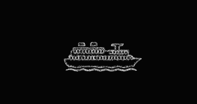 Sketch passenger ship icon animation - smooth progressive reveal