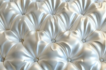 Obraz premium Close-up of luxurious white tufted upholstery texture.