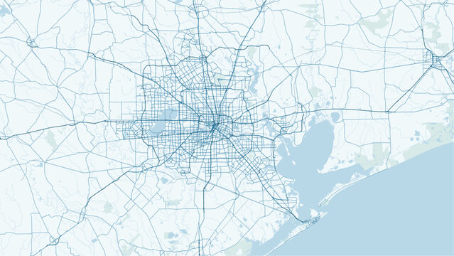 Modern minimalist vector map of Houston, Texas. High-quality SVG illustration of Houston city grid, highway loops, and urban layout for posters and architectural design.