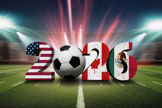 Fifa world cup 2026 fifa world cup host countries usa canada mexico soccer ball on football field