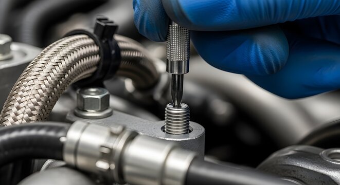 Automotive brake line repair a close up of a flaring tool in action