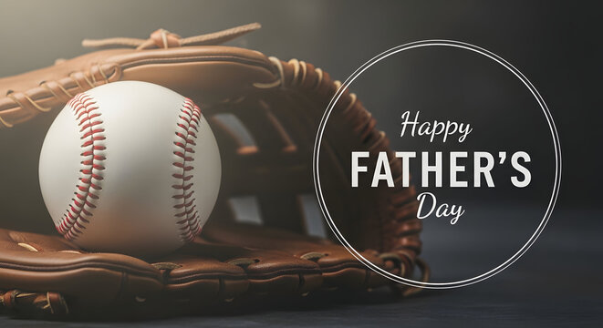 A heartfelt father's day greeting featuring a baseball glove and ball symbolizing a shared passion and love for the game