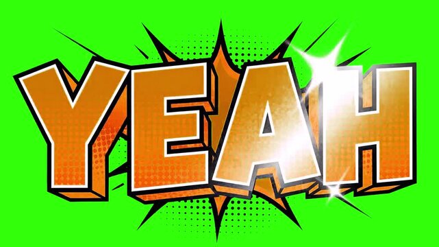 Comic Animation Pop Art Orange Text Halftone Graphic Action Yeah