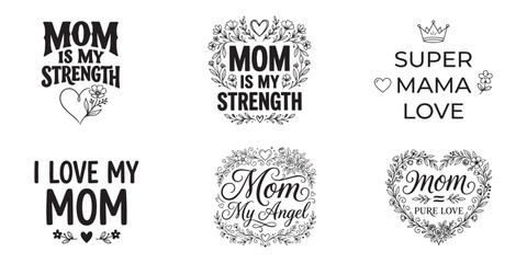 Obraz premium Mom t shirt designs floral handwritten typography for mother's day