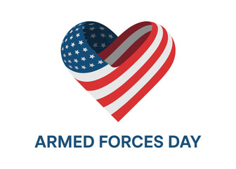 Obraz premium USA Armed Forces Day Illustration with American Flag Heart Shape and Typography