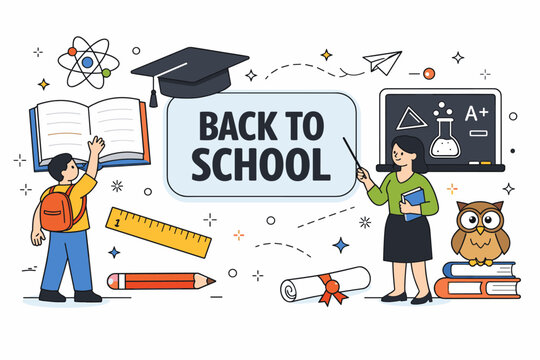 Education Learning Essentials. Education, school subjects, classroom study, science experiments, online learning, books, graduation, and academic support. One