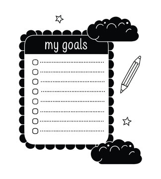 Goal tracker illustration, flat vector design of daily objectives planner with progress tracking, task management system, productivity dashboard, and habit tracking concept for apps, planners, and wor