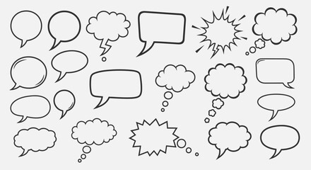 Fototapeta premium Various Speech Bubbles and Thought Clouds.