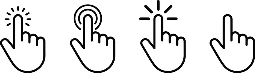 Fototapeta premium Pointer cursor icons in black and white line art style high-quality professional detailed modern elegant