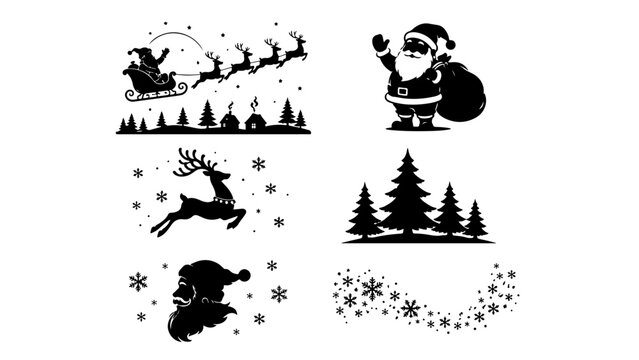 Christmas Holiday Silhouette Elements Set PNG transparent background 