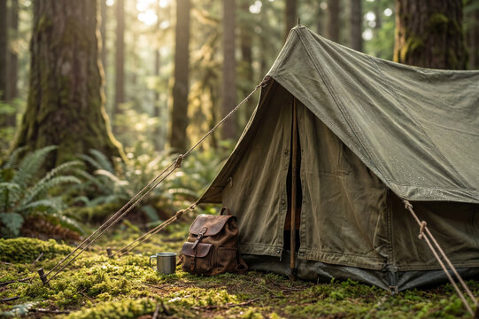 camping in the forest