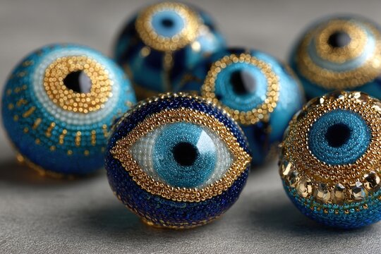 Handcrafted Blue Eye Beads with Gold Accents