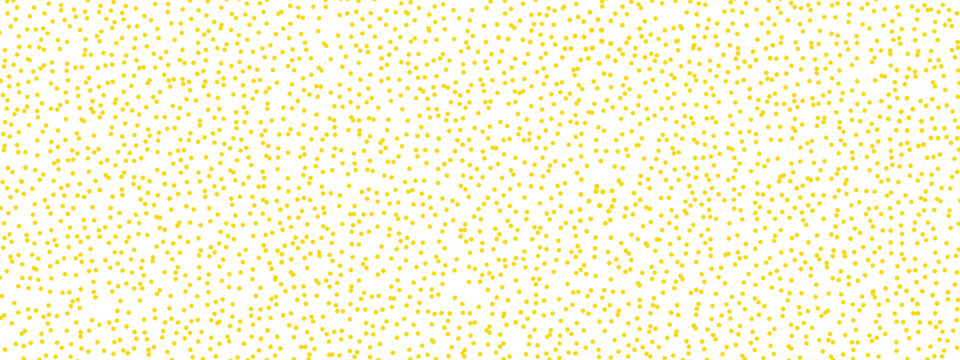 Dot pattern polkadot design with gold and yellow confetti. Random white background small dots and speckle texture. Vector graphic with colorful grey and vintage stipple effects.
