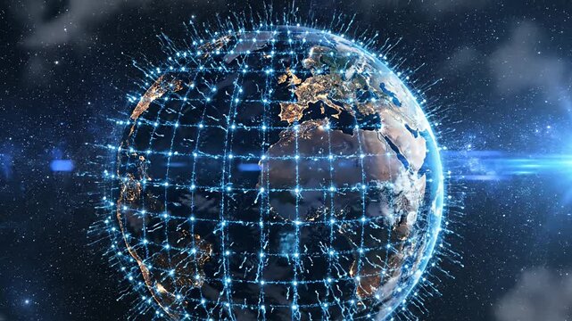 Digital globe network connections and data transmission concept