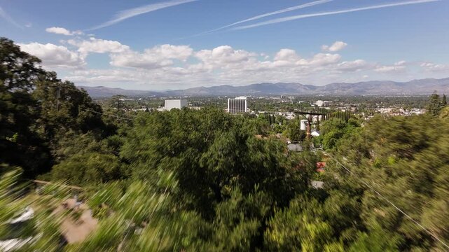 Aerial Drone Flyover Residential Neighborhood; Sherman Oaks, Southern California; USA 
