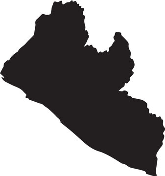 Black silhouette map of liberia isolated on transparent background, Vector, illustration