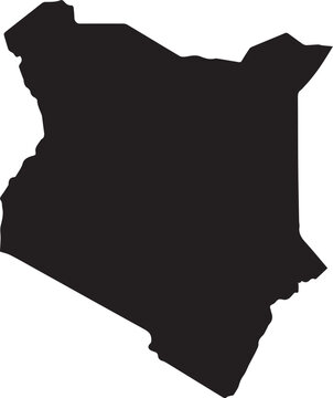 Black silhouette map of kenya isolated on transparent background, Vector, illustration