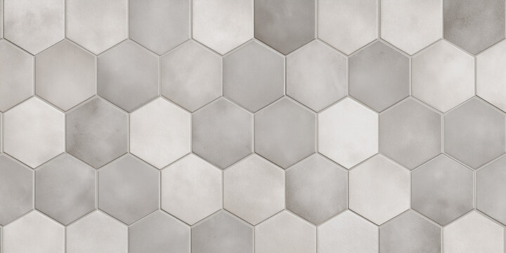 Matte gray hex tile texture in a seamless modern geometric layout.
