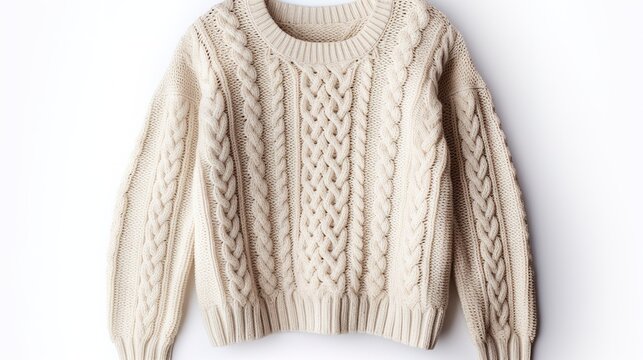 A photo of a classic wool sweater on a white background