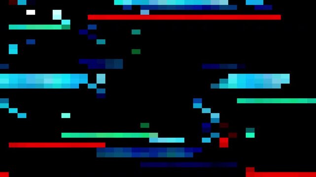 Digital pixelated glitch transition with RGB data distortion and blocky error effect