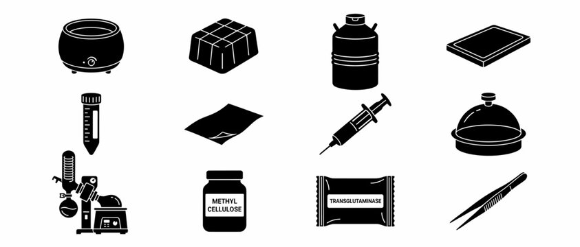 Collage of Modernist Cuisine Tools and Ingredients for Molecular Gastronomy