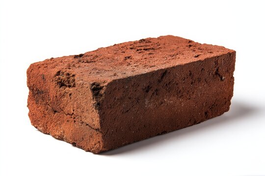 Reddish clay masonry brick on clean backdrop for architectural materials catalog