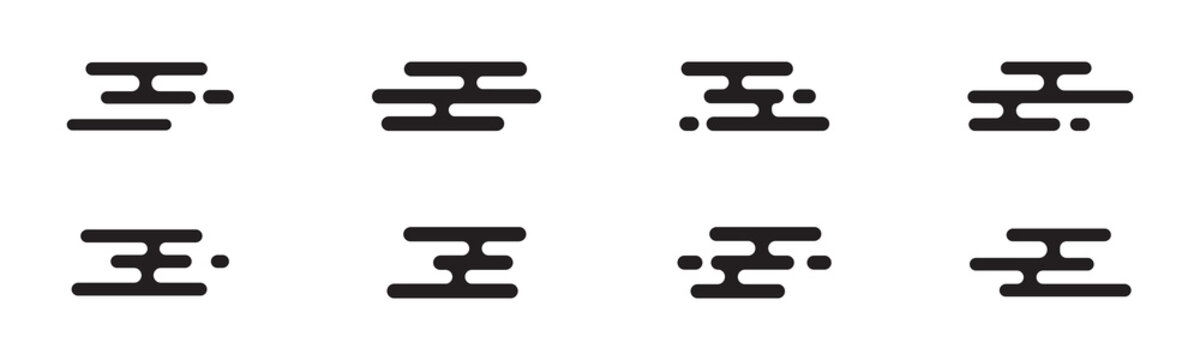 set of abstract geometric Chinese clouds, vector Traditional asian Japan liquid line cloud shape pattern collection, element icons, new year design cards, poster, banner, pattern