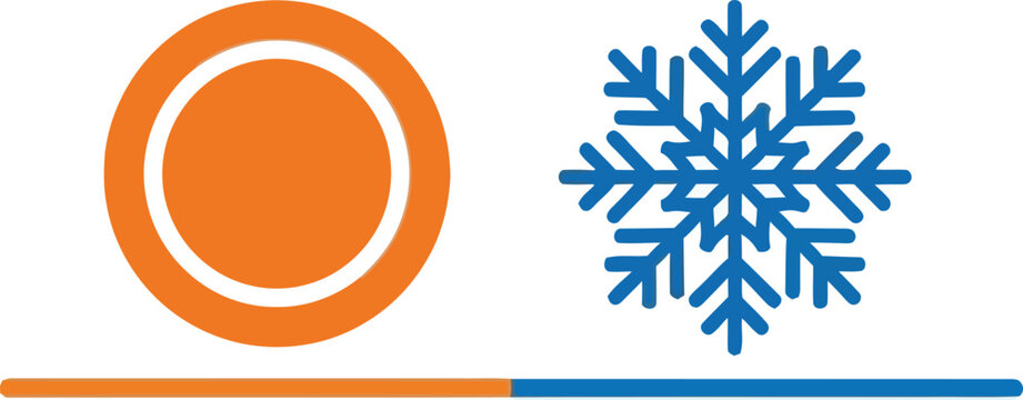 Hot and cold temperature symbol with temperature difference contrast