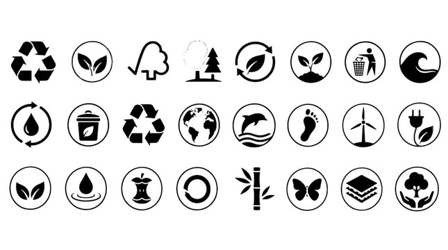 FSC Paper Certification Forest Recycled Labels - 24 Eco Certification Vector Icons