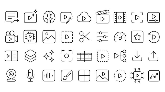 Ai Video Generation Sora Text To Video Icons - 36 UI Vector Icons for Web and Mobile