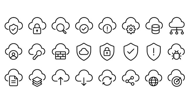 Cloud Security Cspm Cwpp Posture Icons - 24 UI Vector Icons for Web and Mobile