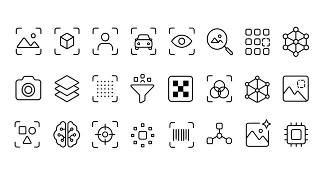 Computer Vision Image Recognition Ai Icons - 24 UI Vector Icons for Web and Mobile