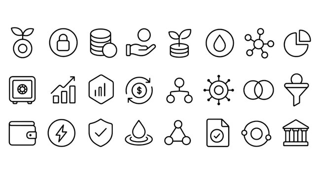 Defi Decentralized Finance Yield Staking Icons - 24 Business Vector Icons for Web and Mobile
