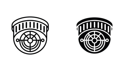 Black and white vector icons of a security camera on white background © BLACK